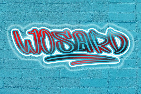Wosard: A Bold Outlined Graffiti Typeface for Creative Branding